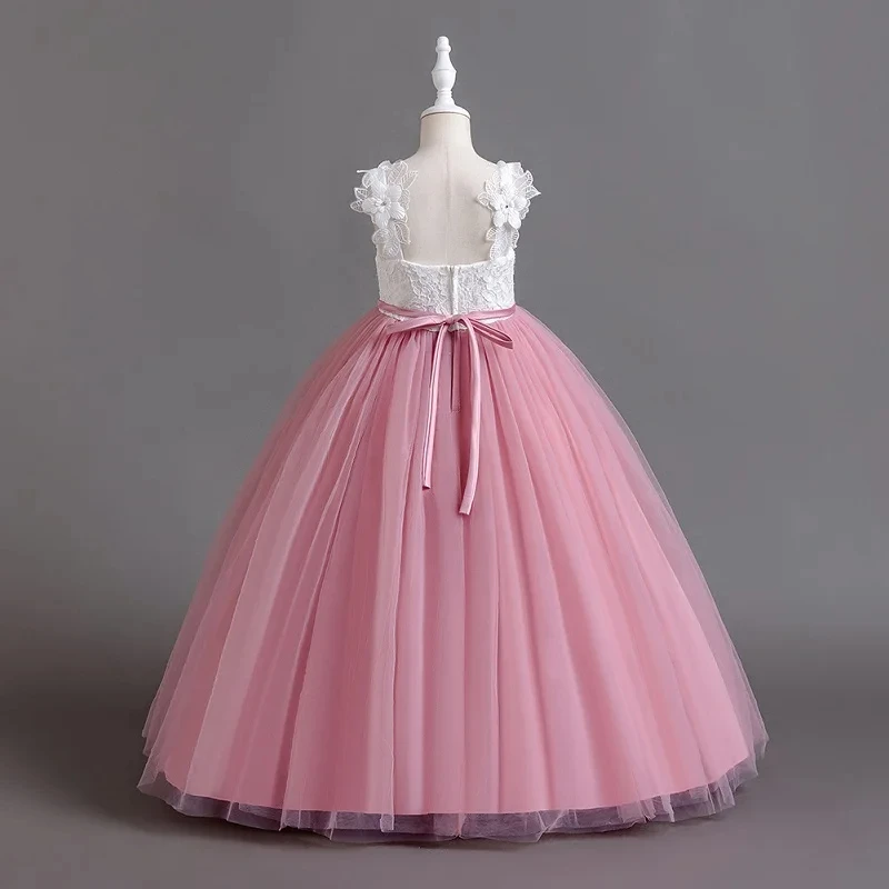 New Girl Flower summer Lace Princess Dress fluffy elegant evening dress baby birthday party girl princess dress 0-12 year old – Image 5