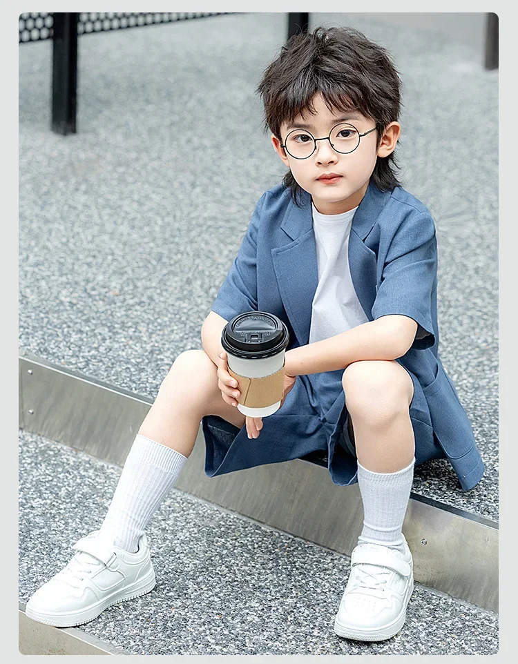 Boys Casual Suit Set Summer Short Sleeve Blazer Shorts 2-piece School Teens Kids Performance Outfit Flower Child Wedding Costume – Image 27