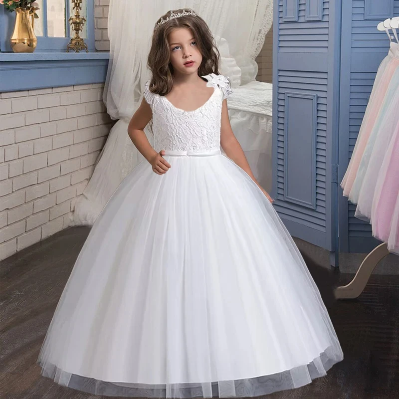 New Girl Flower summer Lace Princess Dress fluffy elegant evening dress baby birthday party girl princess dress 0-12 year old – Image 3