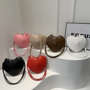 PU Leather Heart Bag Versatile Design Multi-Functional Single Shoulder Bag Unique Design Fashionable Style Heart Shaped Bag