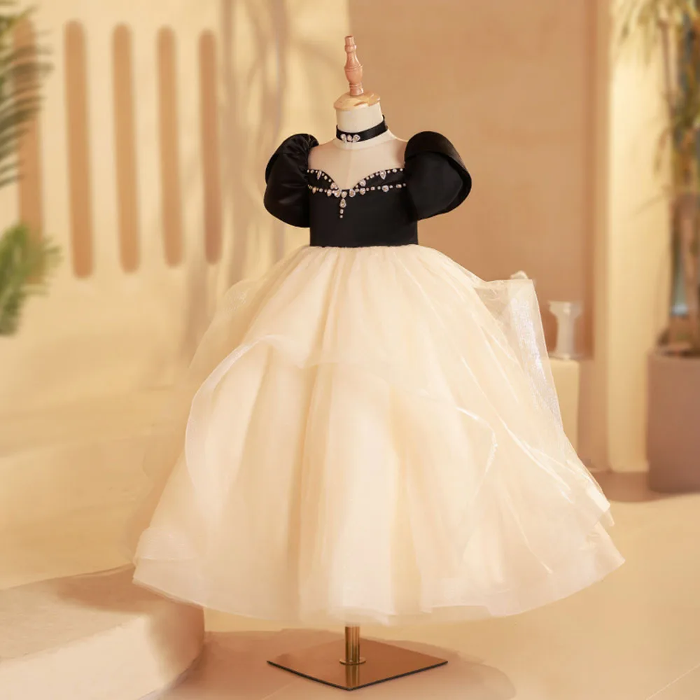 3D Flower Necklace Children's Bridesmaid Dress for Wedding Fluffy Ball Gown Girl Kids Princess Evening Party Prom Dresses 1-12T – Image 7