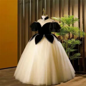 3D Flower Necklace Children's Bridesmaid Dress for Wedding Fluffy Ball Gown Girl Kids Princess Evening Party Prom Dresses 1-12T