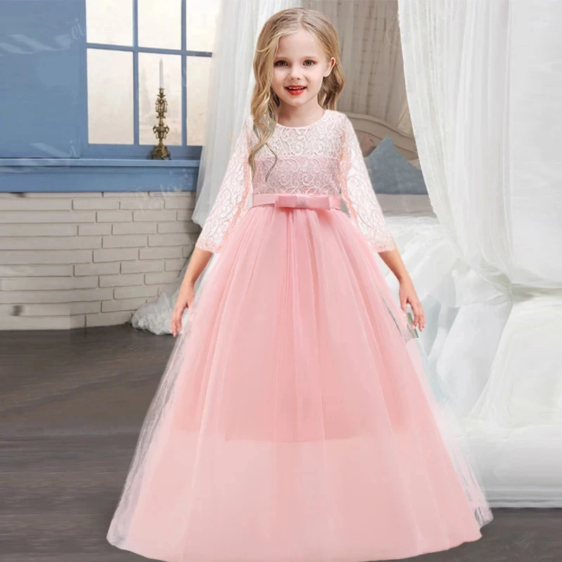 New Girl Flower summer Lace Princess Dress fluffy elegant evening dress baby birthday party girl princess dress 0-12 year old – Image 7