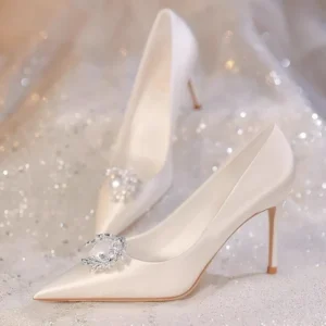 Woman 2026 Trend Luxury Pumps Pointed Toe Party Ladies Shoes High Heels Pumps White Wedding Shoes Rhinestone Women's Shoes