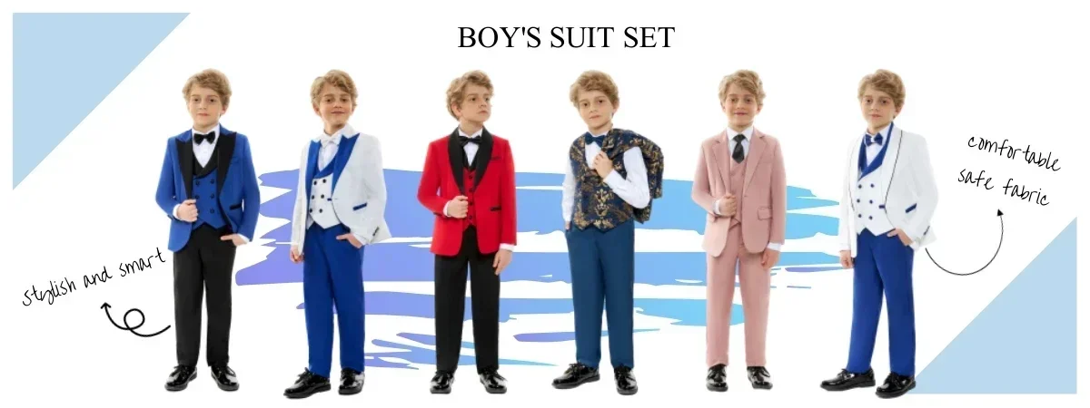 Formal Navy Blue Boys Suit Jacket Pants Vest 3 Piece Set Shawl Lapel Blazer for Kids Wedding Tuxedo Suits 2-16 Years Clothes – Image 22
